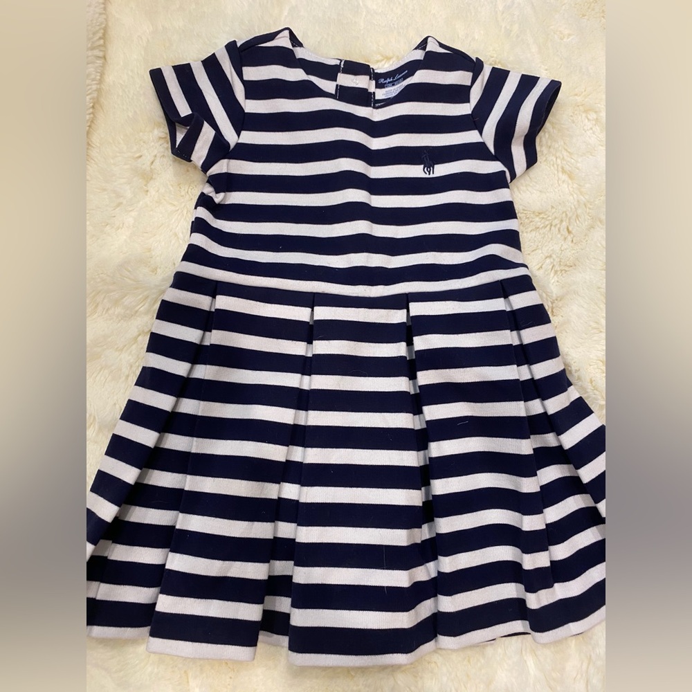 Ralph Lauren Kids Dress in Navy and White Stripes